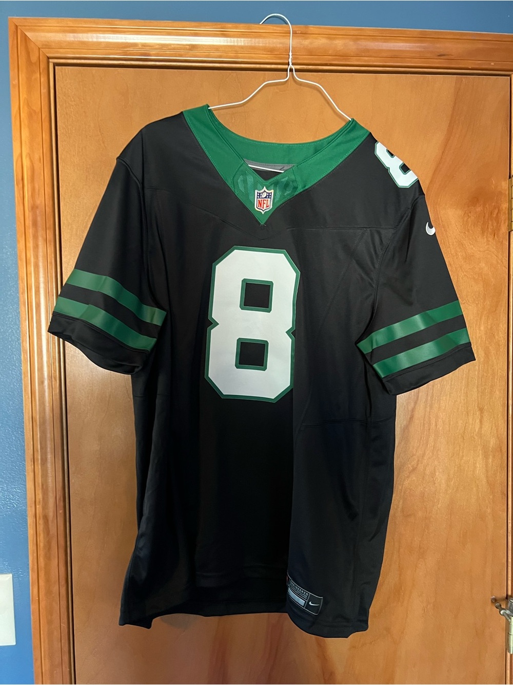 NFL Black and Green Game Patch Football Jersey. Roger’s jersey